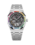 Audemars Piguet Royal Oak Frosted Gold Double Balance Wheel Openworked 41 mm Slate Grey Dial with Diamonds 18-Carat White Gold Bracelet 15412BC.YG.1224BC.03-B - Wrist Boutique