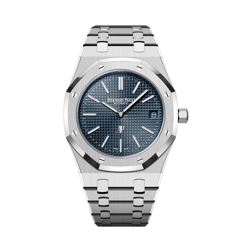 Audemars Piguet Royal Oak _x0093_Jumbo_x0094_ Extra-Thin 39 mm Blue  Dial Stainless Steel Bracelet 16202ST.OO.1240ST.02 - WATCHXNYC