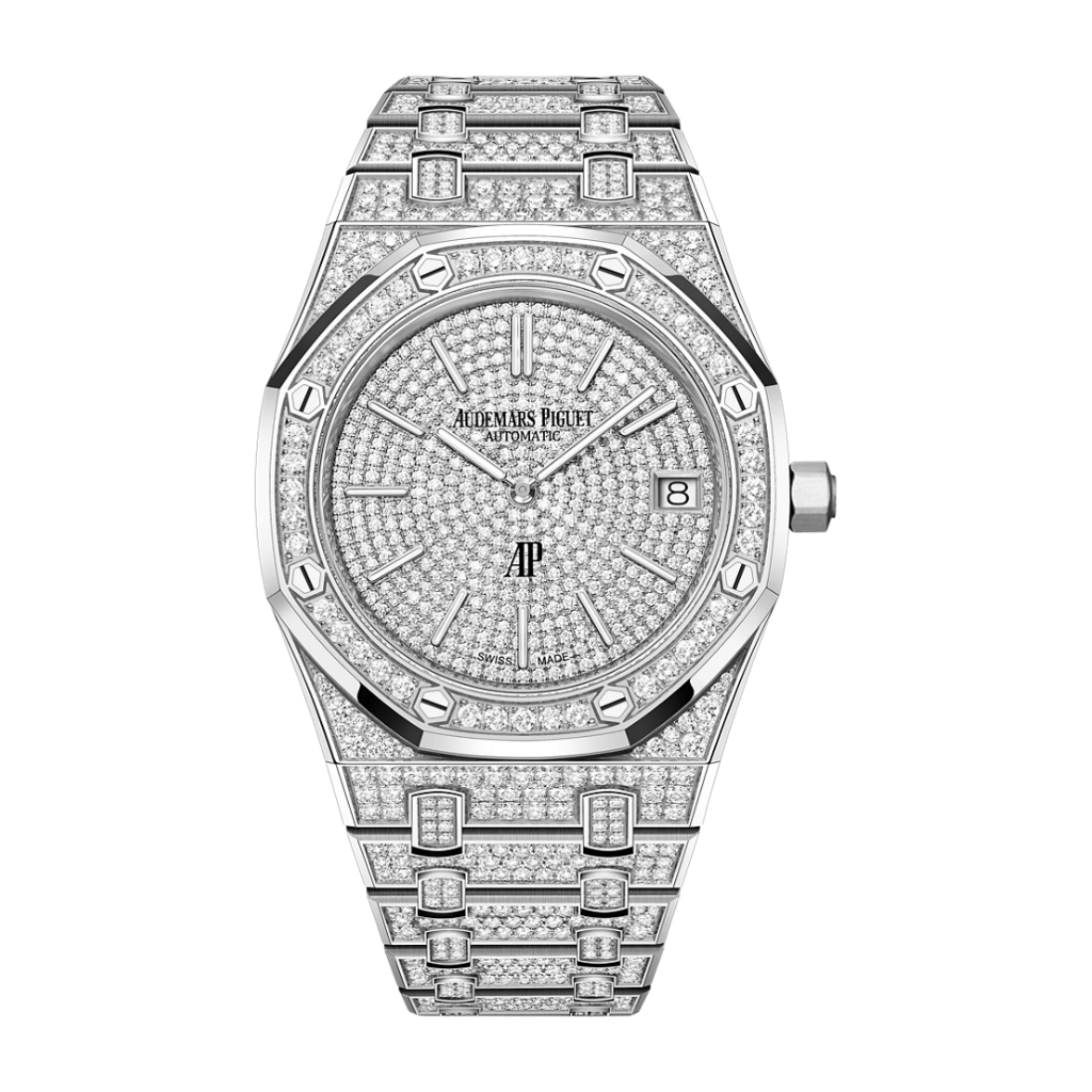Audemars Piguet Royal Oak _x0093_Jumbo_x0094_ Extra-Thin 39 mm Diamond Paved Dial 18-Carat White Gold Bracelet 16202BC.ZZ.1241BC.01 - WATCHXNYC