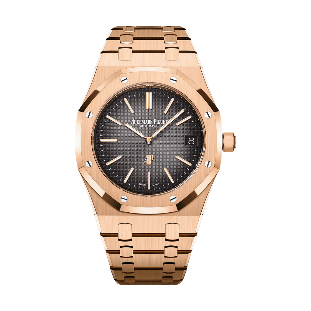 Audemars Piguet Royal Oak _x0093_Jumbo_x0094_ Extra-Thin 39 mm Grey Dial 18-Carat Pink Gold Bracelet 16202OR.OO.1240OR.02 - WATCHXNYC
