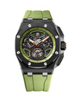 Audemars Piguet Royal Oak Offshore Selfwinding Flying Tourbillon Chronograph 43 mm Black And Green Dial Ceramic Rubber Strap 26622CE.OO.D062CA.01 - Wrist Boutique