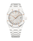 Audemars Piguet Royal Oak Selfwinding 34 mm Silver Dial White Ceramic Bracelet 77350CB.OO.1266CB.01 - WATCHXNYC