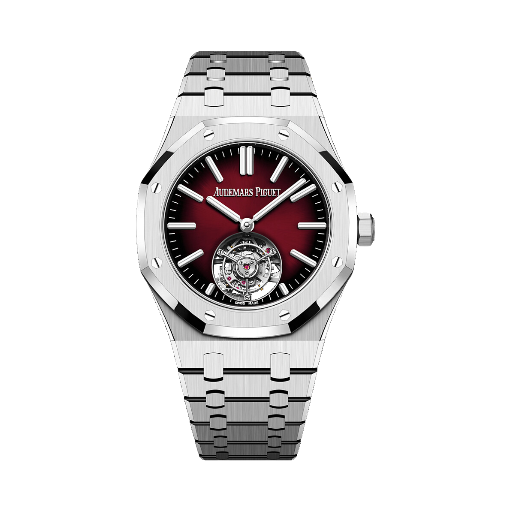 Audemars Piguet Royal Oak Selfwinding Flying Tourbillon 41 mm Burgundy  Dial Stainless Steel Bracelet 26730ST.OO.1320ST.05 - WATCHXNYC