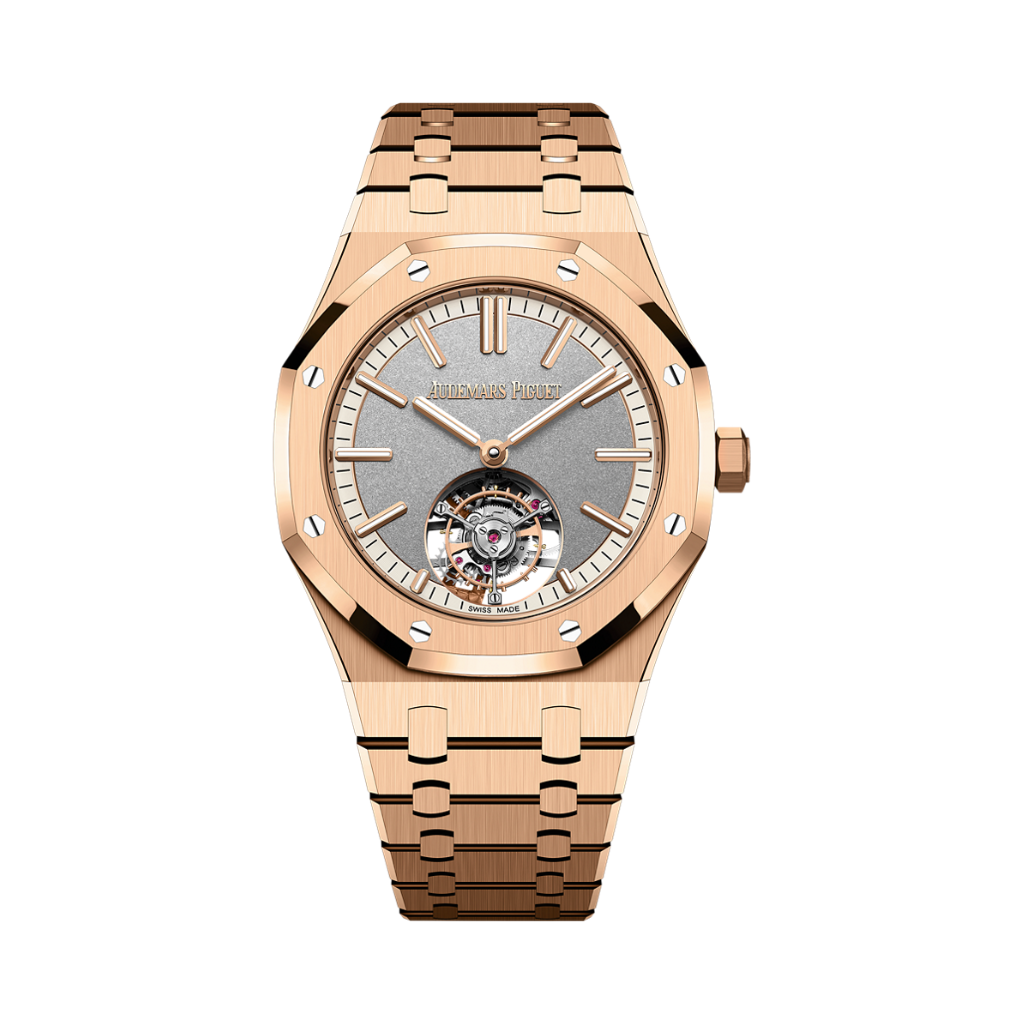 Audemars Piguet Royal Oak Selfwinding Flying Tourbillon 41 mm Grey Dial 18-Carat Pink Gold Bracelet 26730OR.OO.1320OR.05 - WATCHXNYC