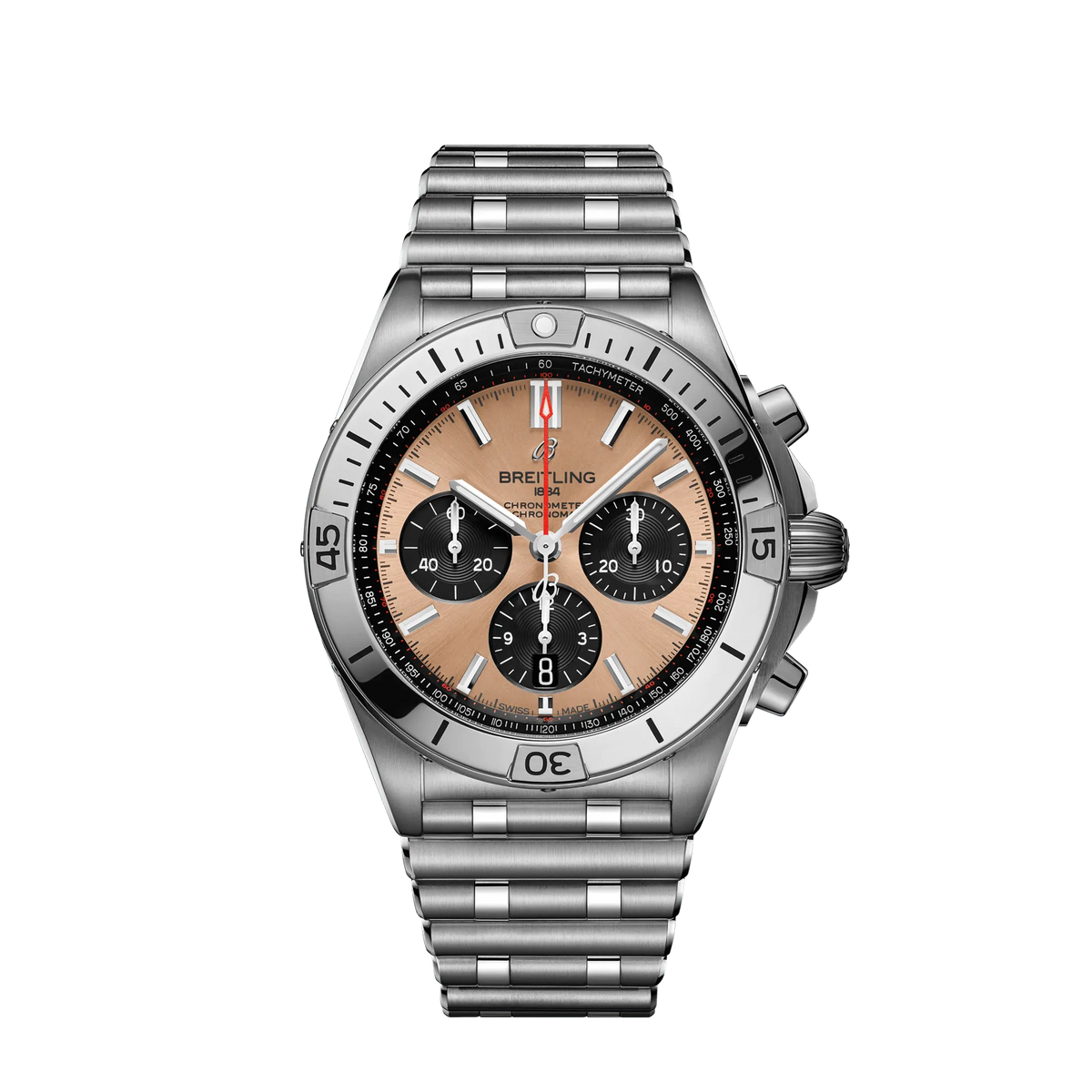 Breitling Chronomat B01 42 mm Copper and Black Dial Stainless Steel Metal Bracelet AB0134101K1A1 - WATCHXNYC