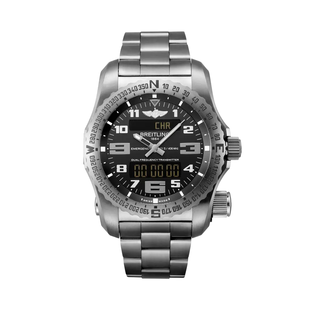 Breitling Emergency 51 mm Black Dial Titanium Bracelet E76325221B1E1 - WATCHXNYC