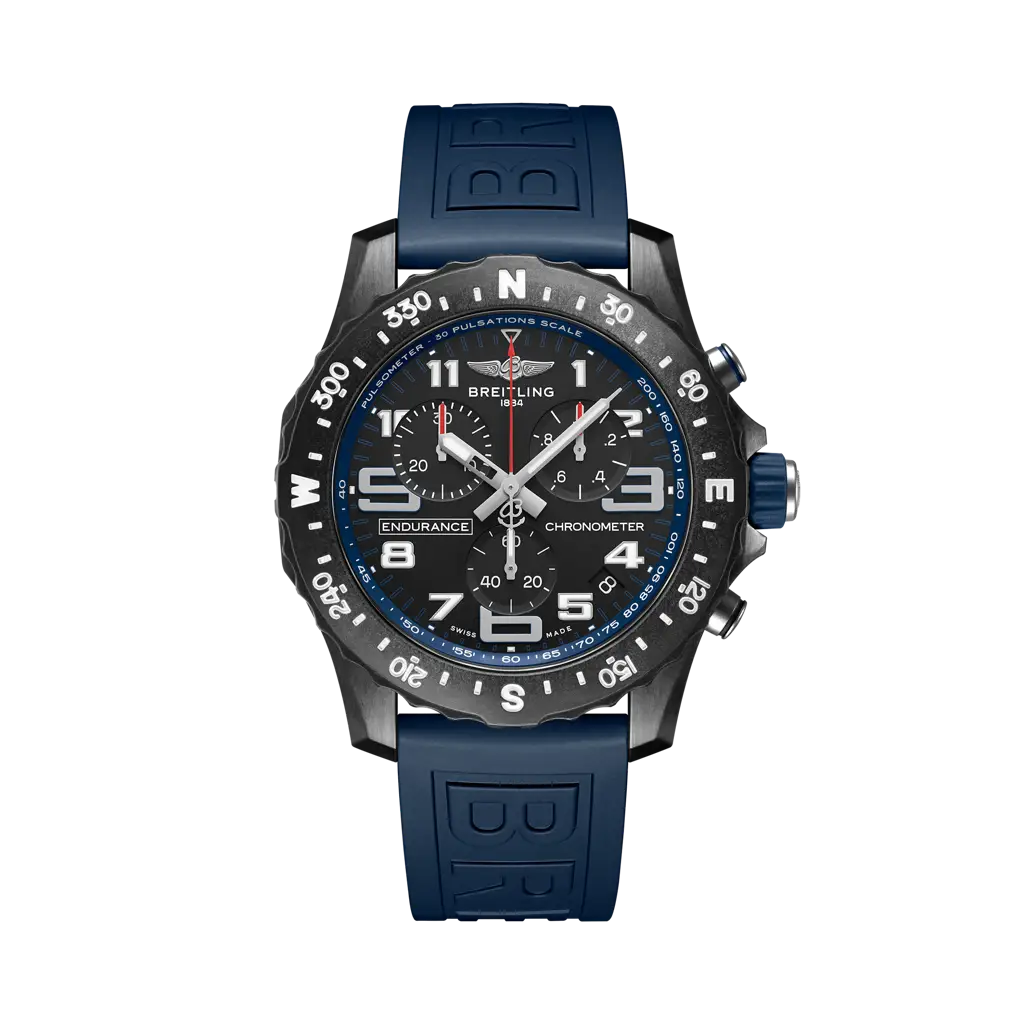 Breitling Endurance Pro 44 mm Black Dial Breitlight Blue Rubber Strap X82310D51B1S1 - WATCHXNYC