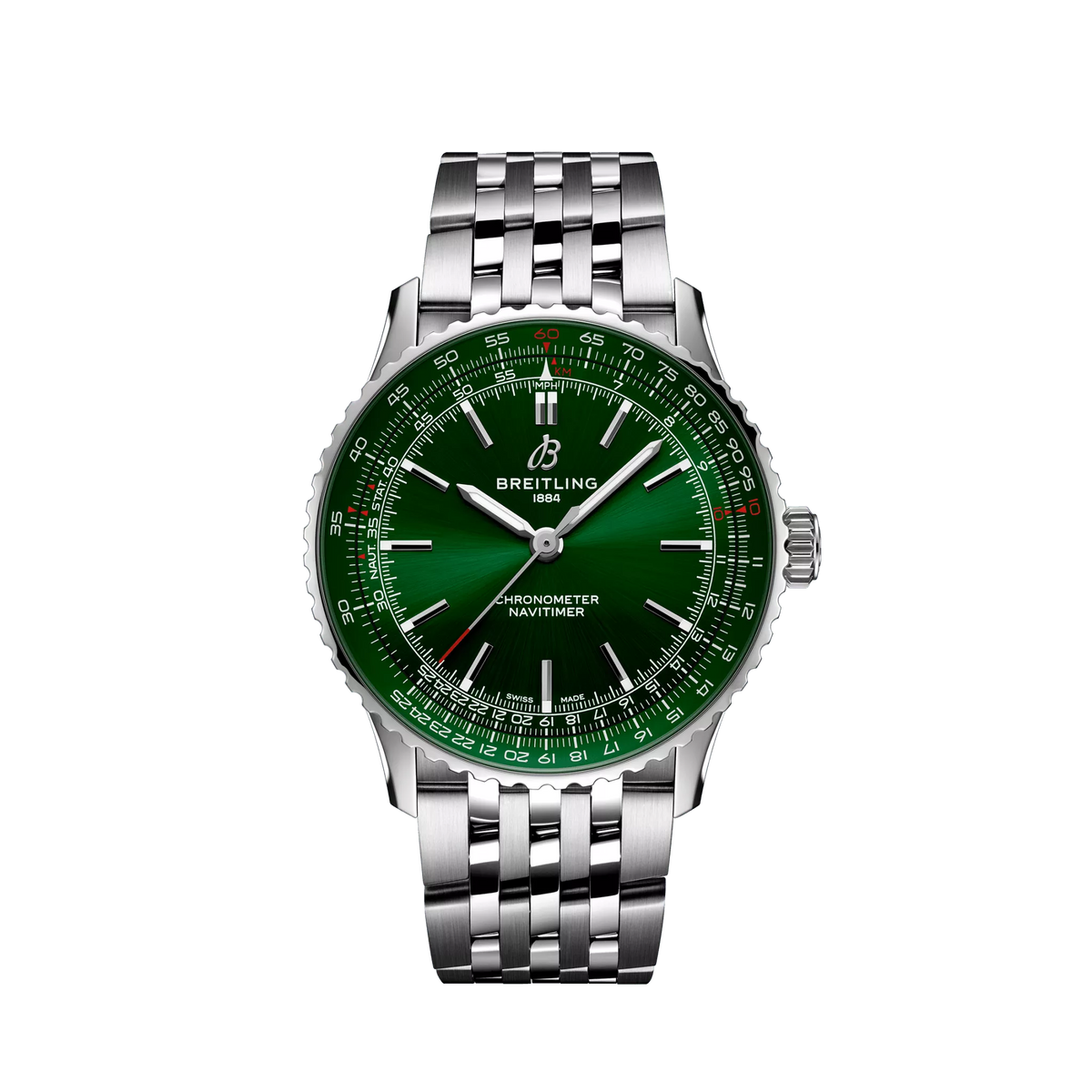 Breitling Navitimer Automatic 41mm Green Dial Stainless Steel Stainless Steel Metal Bracelet A17329371L1A1 - WATCHXNYC