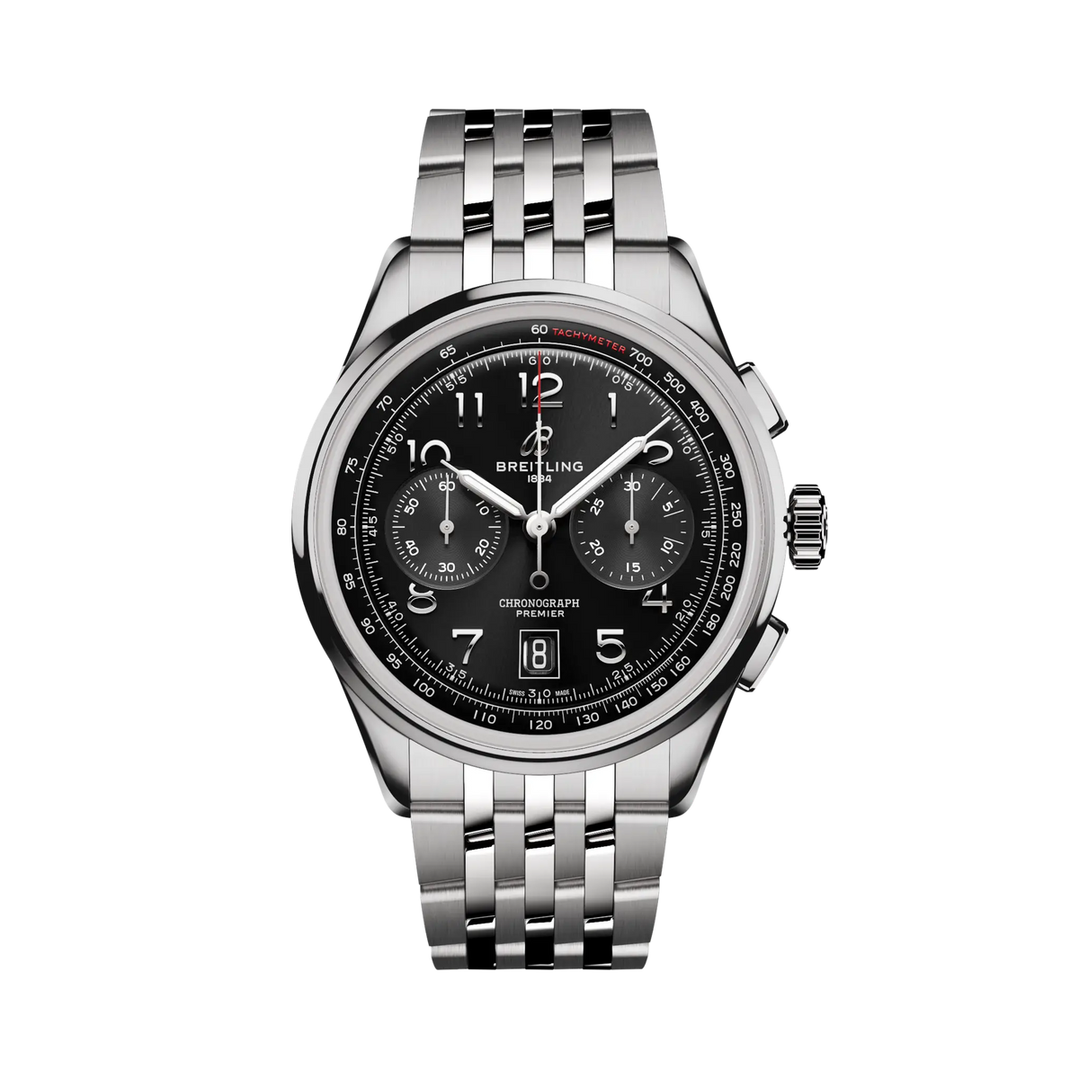 Breitling Premier B01 Chronograph 42 mm Black Dial Stainless Steel Metal Bracelet AB0145221B1A1 - WATCHXNYC