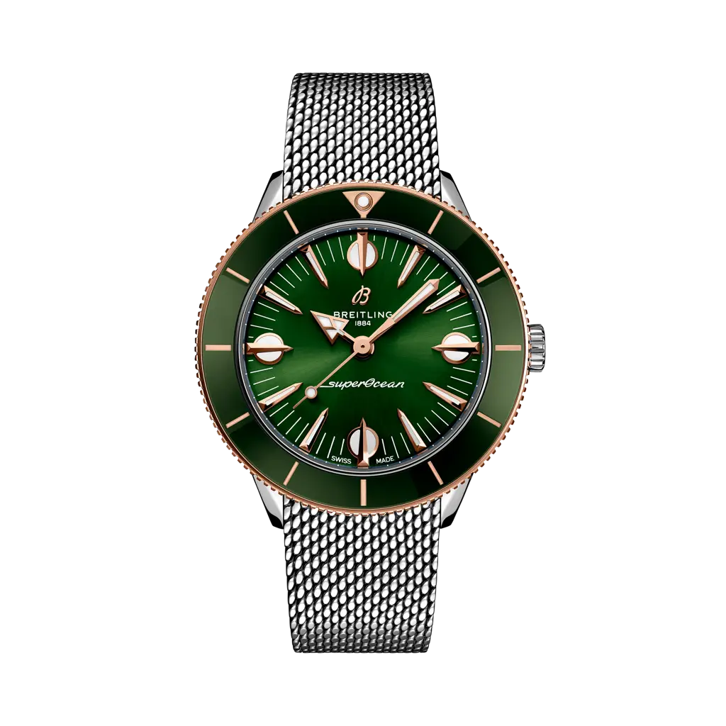 Breitling Superocean Heritage '57 Highlands 38 mm Green Dial Stainless Steel &amp; 18K Red Gold Bracelet U10340361L1A1 - WATCHXNYC