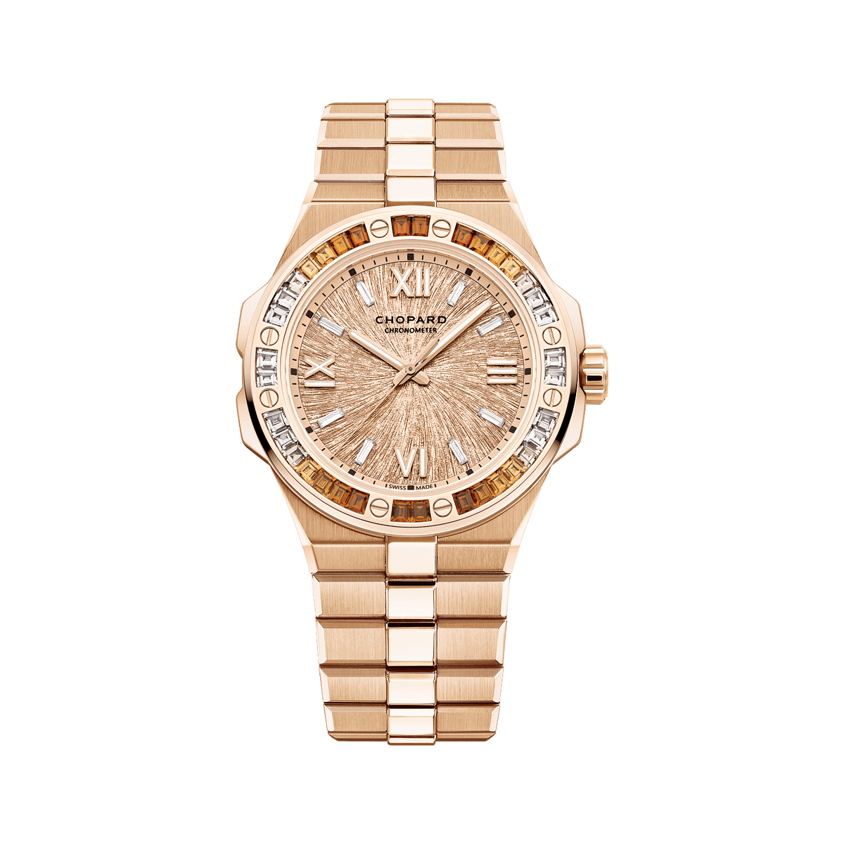Chopard Alpine Eagle 41 mm Pink Dial with Diamonds 18k Rose Gold Bracelet 295363-5013 - WATCHXNYC