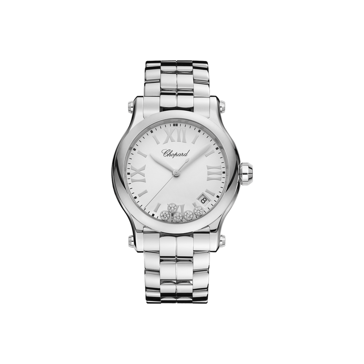 Chopard Happy Sport 36 mm White Dial with Diamonds Stainless Steel Bracelet 278582-3002 - WATCHXNYC