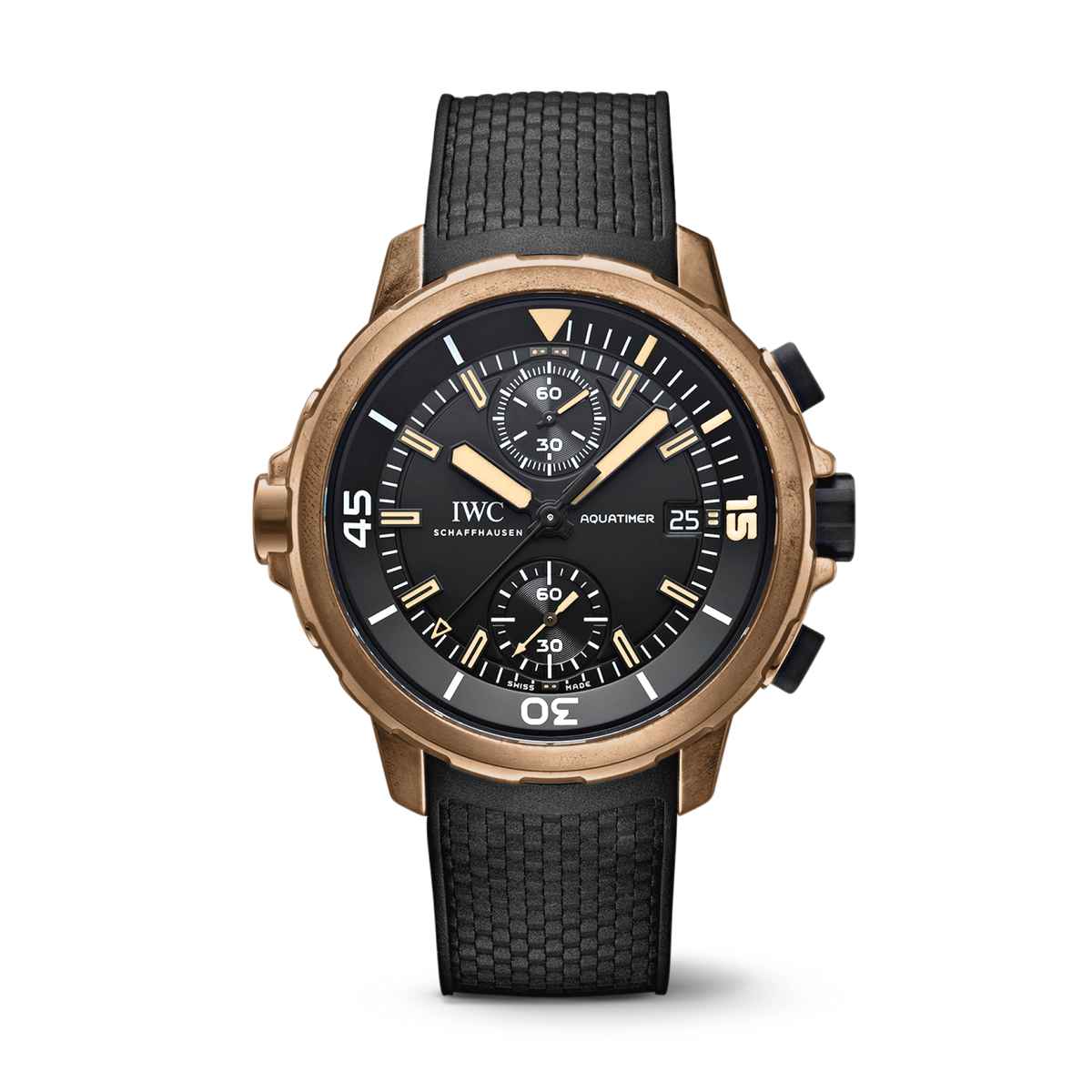 IWC Schaffhausen Aquatimer Chronograph Edition “Expedition Charles Darwin” 44 mm Black Dial Bronze Black Rubber Strap IW379503 - WATCHXNYC