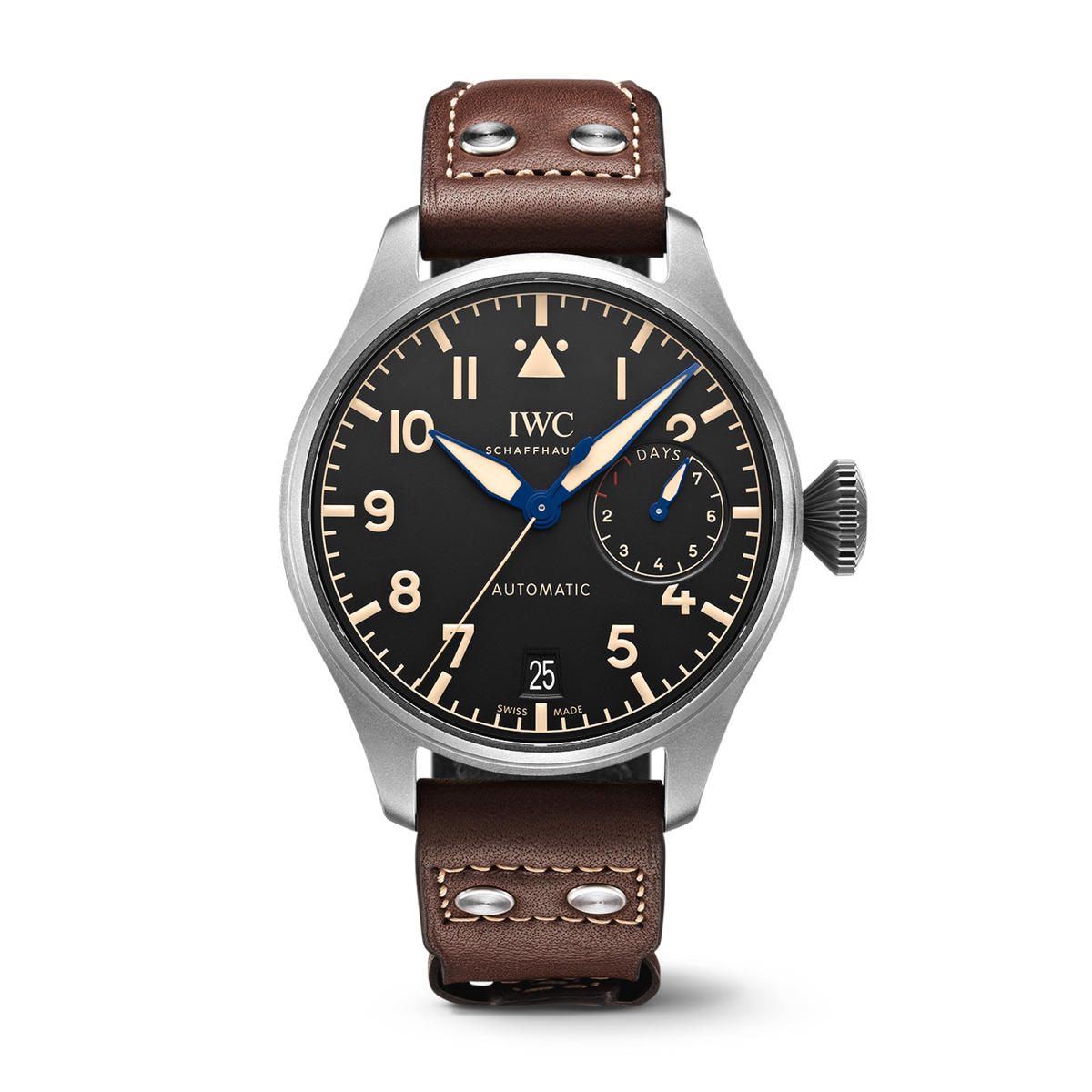IWC Schaffhausen Big Pilot’s Watch Heritage 46.2  mm Black Dial Titanium Brown    Strap IW501004 - WATCHXNYC