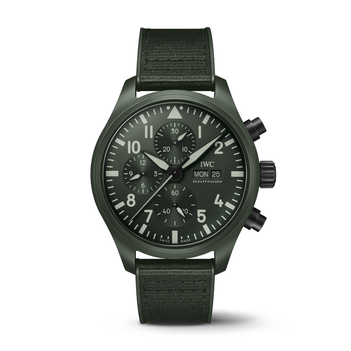 IWC Schaffhausen Pilot’s Watch Chronograph TOP GUN Edition “Woodland” 44.4 mm Green  Dial Ceramic  Green Rubber Strap IW389106 - WATCHXNYC