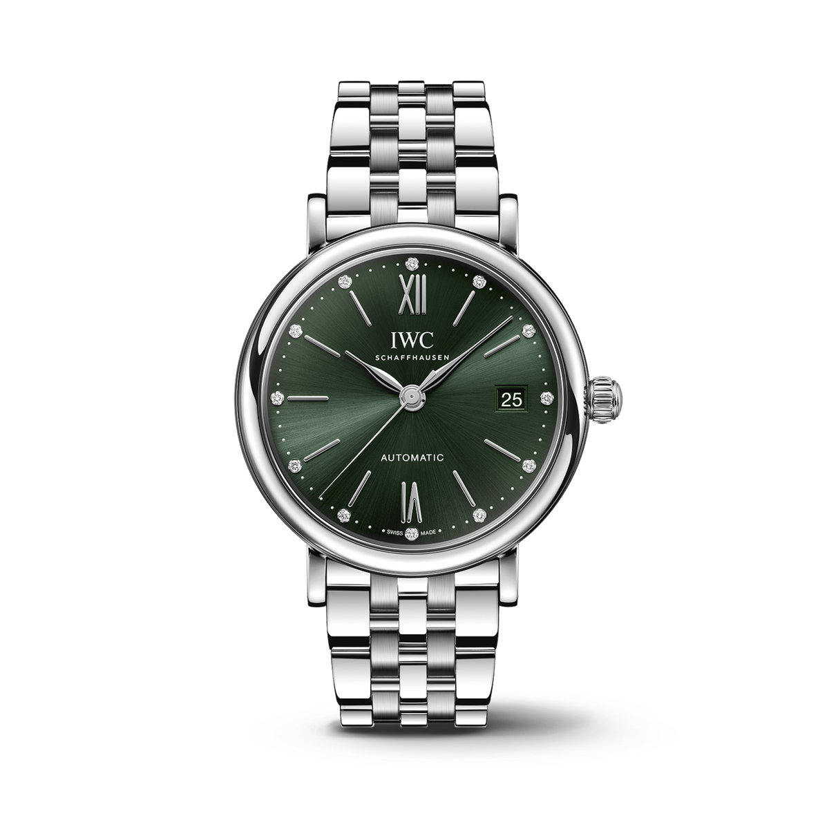 IWC Schaffhausen Portofino Automatic 37 mm Green  Dial Stainless Steel Bracelet IW458602 - WATCHXNYC