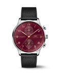 IWC Schaffhausen Portugieser Chronograph Year of the Dragon 41 mm Red Dial Stainless Steel Black   Strap IW371629 - WATCHXNYC