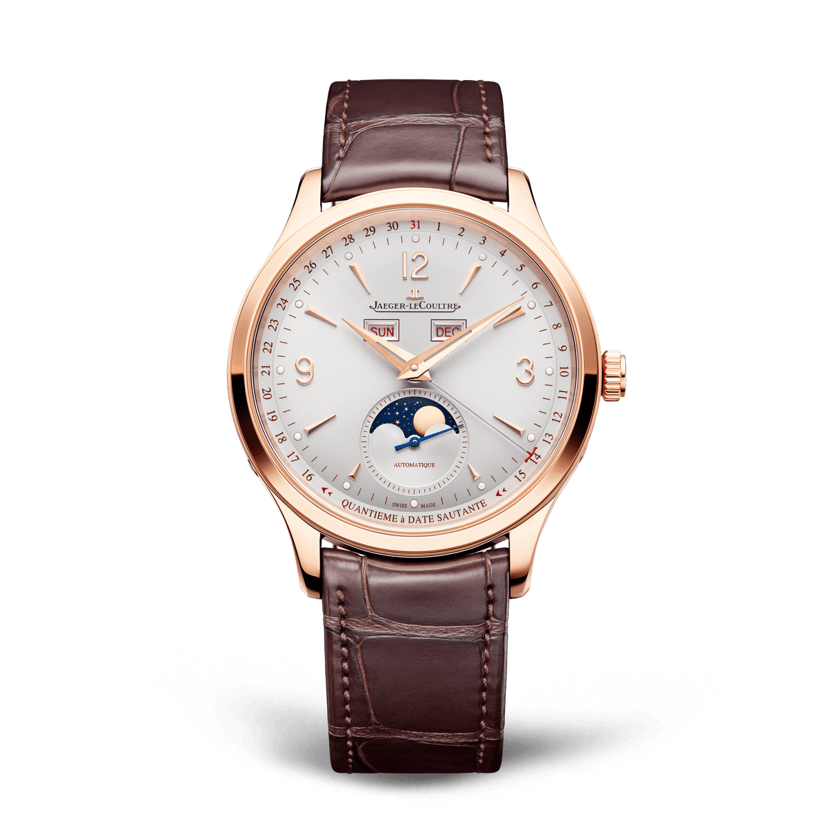 Jaeger-LeCoultre Master Control Calendar 40 mm Silvered Grey Dial Pink Gold   Leather Strap Q4142520 - WATCHXNYC