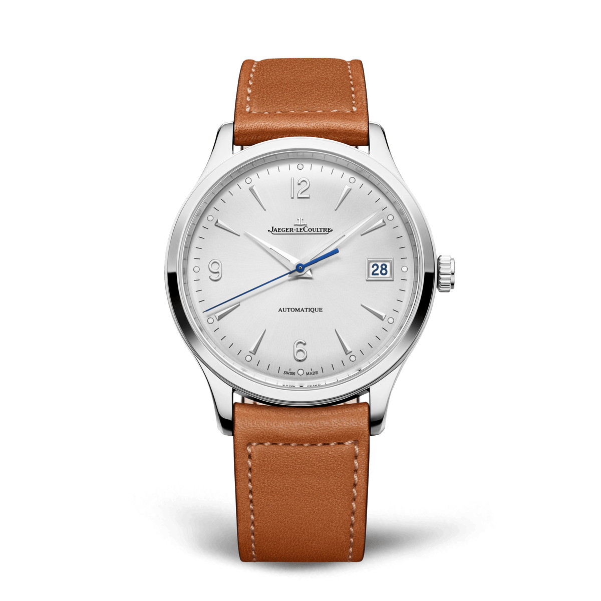 Jaeger-LeCoultre Master Control Date 40 mm Silvered Grey Dial Stainless Steel   Leather Strap Q4018420 - WATCHXNYC