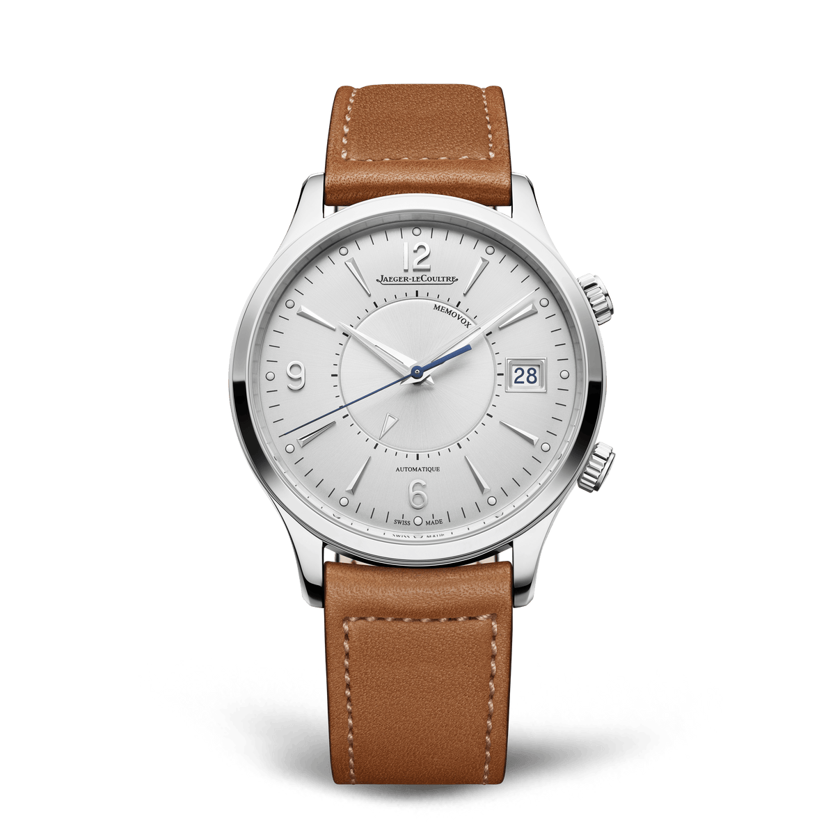 Jaeger-LeCoultre Master Control Memovox 40 mm Silvered Grey Dial Stainless Steel   Leather Strap Q411842J - WATCHXNYC