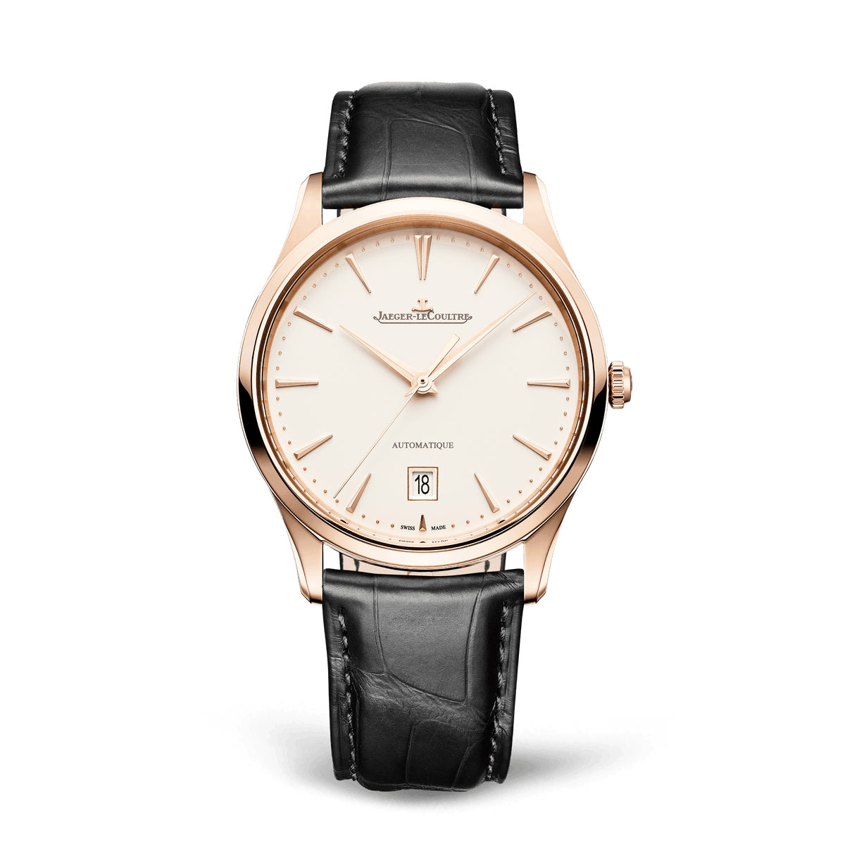 Jaeger-LeCoultre Master Ultra Thin Date 39 mm Beige Dial Pink Gold   Leather Strap Q1232511 - WATCHXNYC
