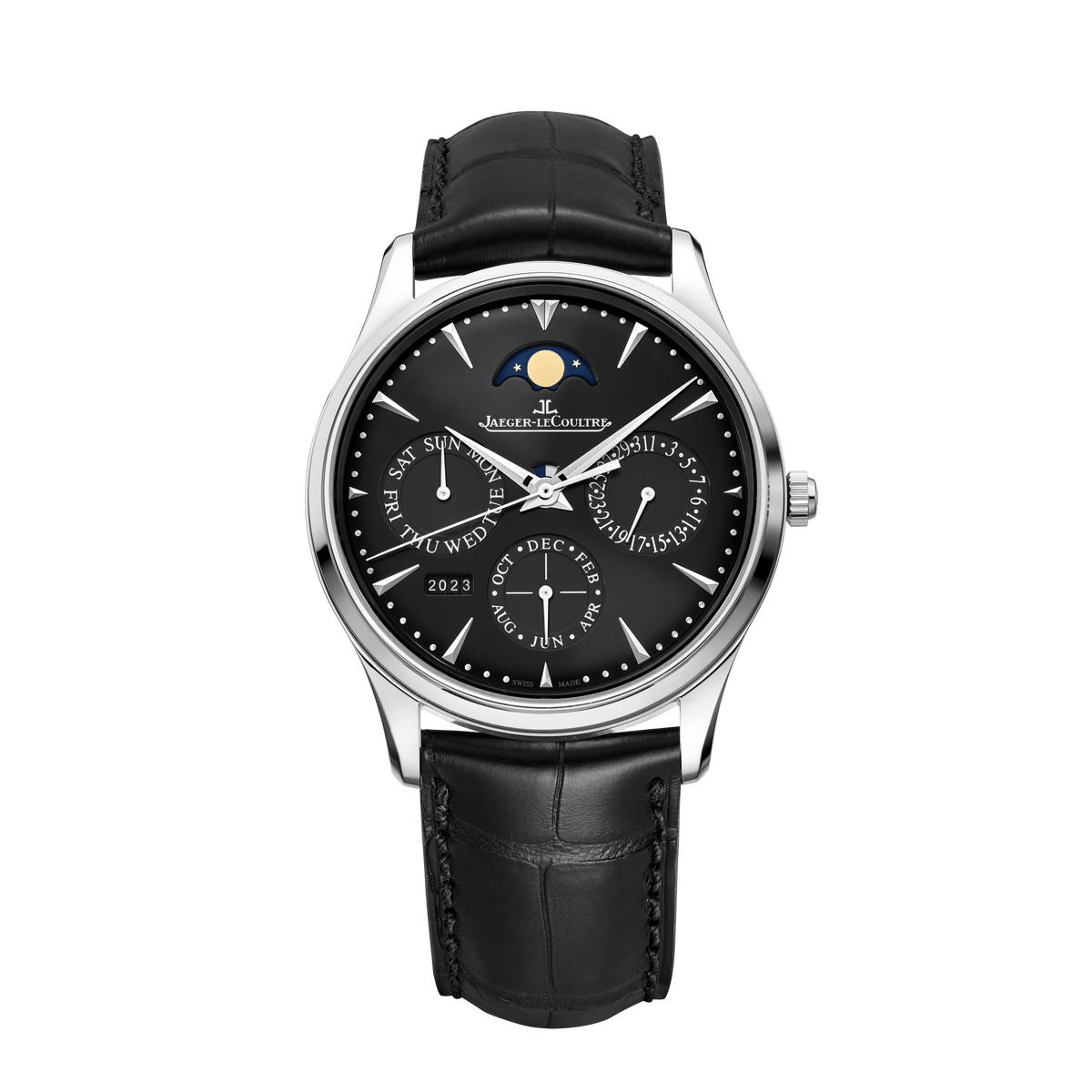 Jaeger-LeCoultre Master Ultra Thin Perpetual Calendar 39 mm Black Dial Stainless Steel   Leather Strap Q1308470 - WATCHXNYC