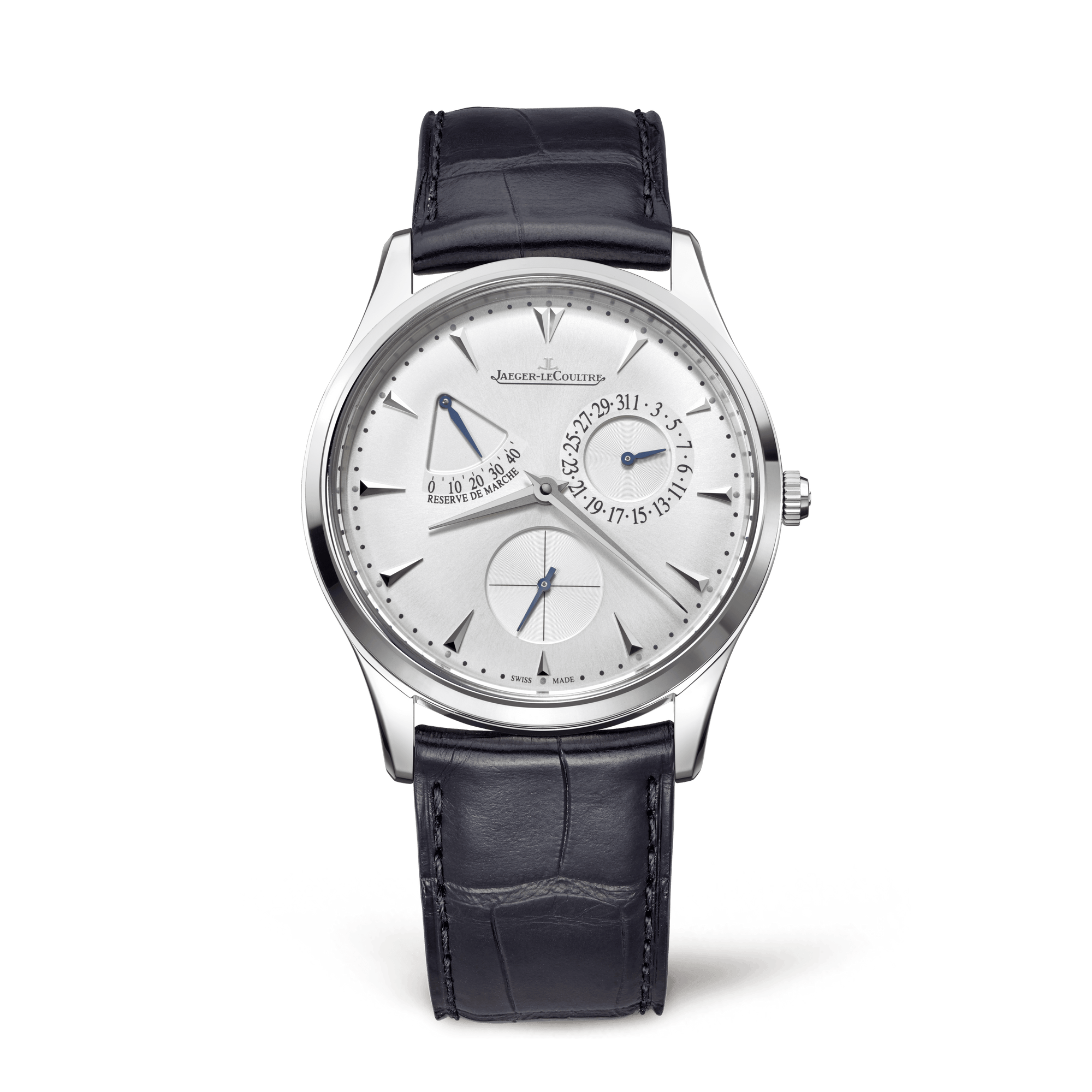 Jaeger-LeCoultre Master Ultra Thin Power Reserve 39 mm Silvered Grey Dial Stainless Steel   Leather Strap Q1378420 - WATCHXNYC
