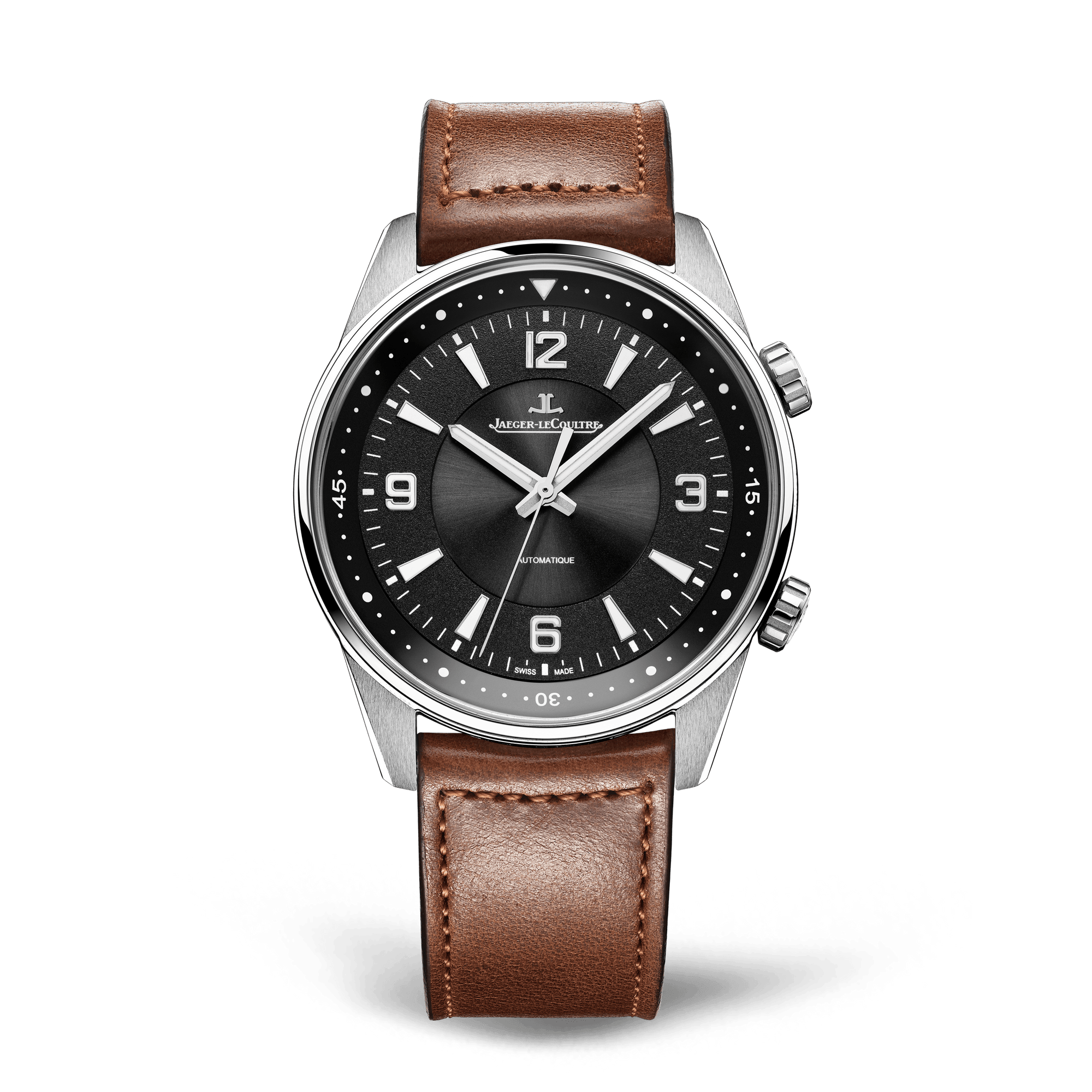 Jaeger-LeCoultre Polaris Automatic 41 mm Black Dial Stainless Steel   Leather Strap Q9008471 - WATCHXNYC