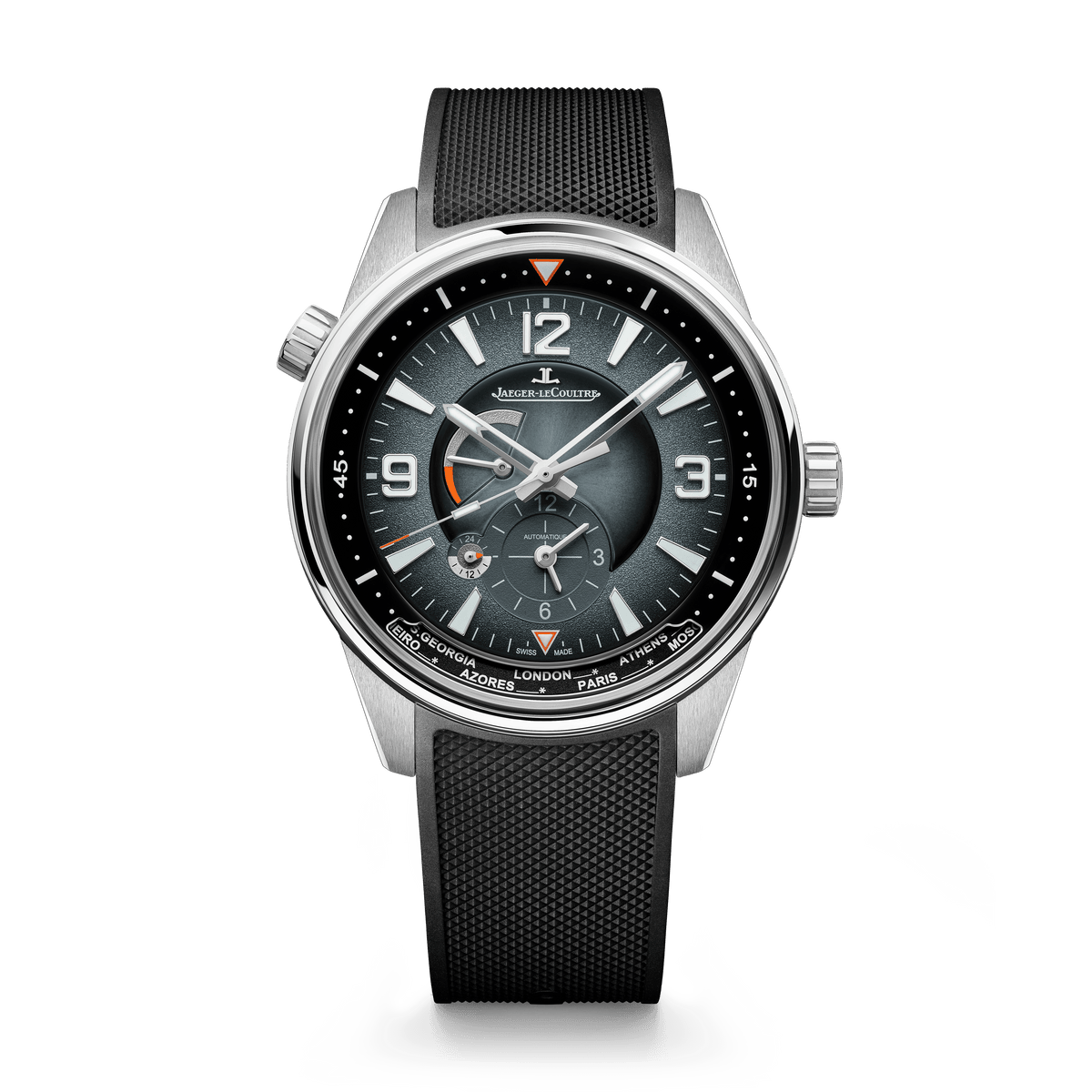 Jaeger-LeCoultre Polaris Geographic 42 mm Gray Dial Stainless Steel Rubber Strap Q9078640 - WATCHXNYC