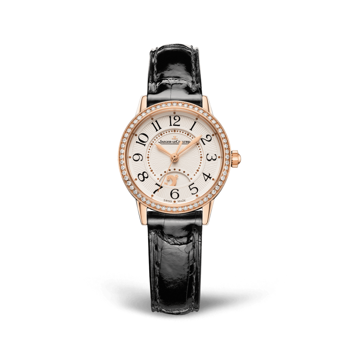 Jaeger-LeCoultre Rendez-Vous Classic Night & Day 29 mm Silvered Grey Dial with Diamonds Pink Gold   Leather Strap Q3462430 - WATCHXNYC