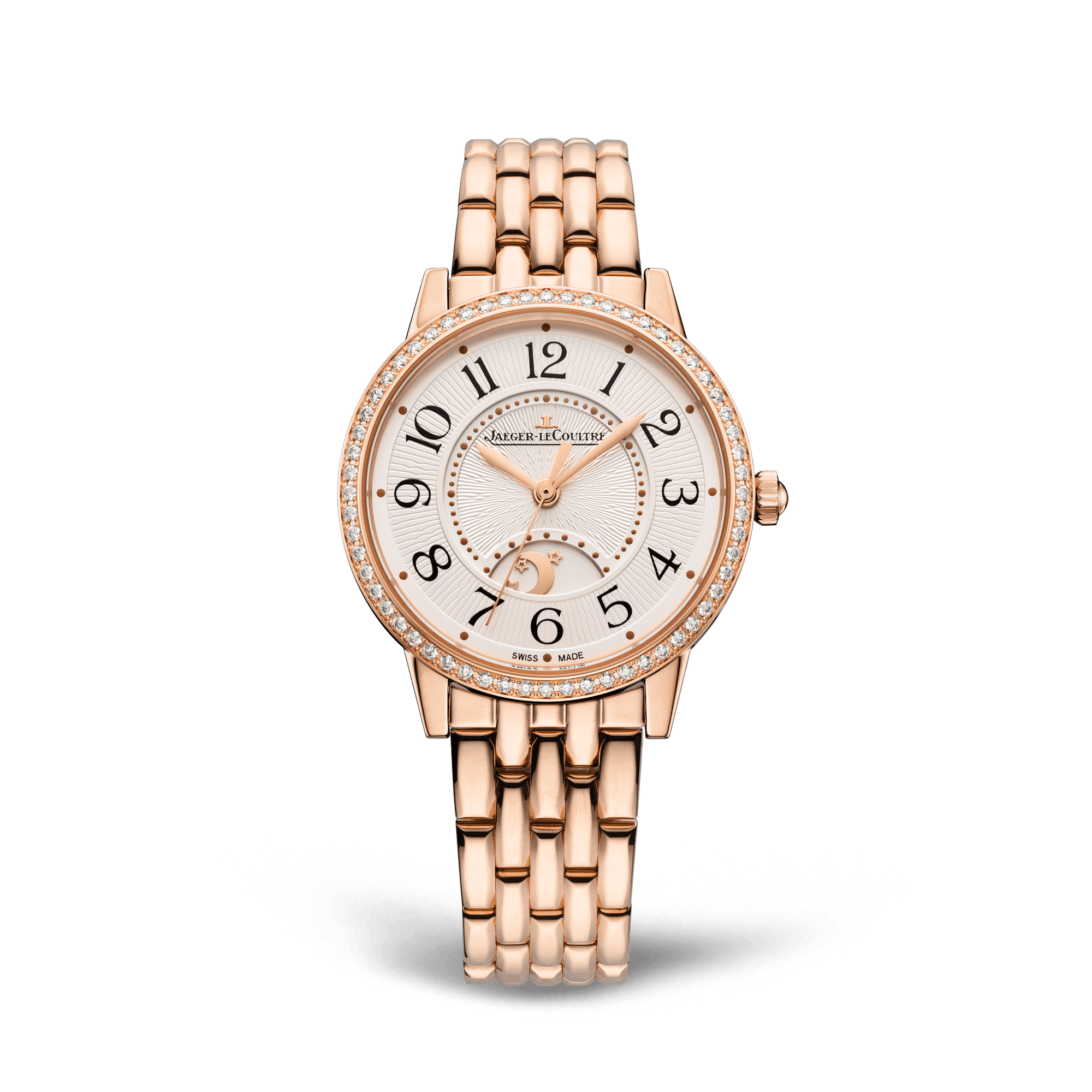 Jaeger-LeCoultre Rendez-Vous Classic Night & Day 34 mm Silvered Grey Dial with Diamonds Pink Gold Bracelet Q3442130 - WATCHXNYC