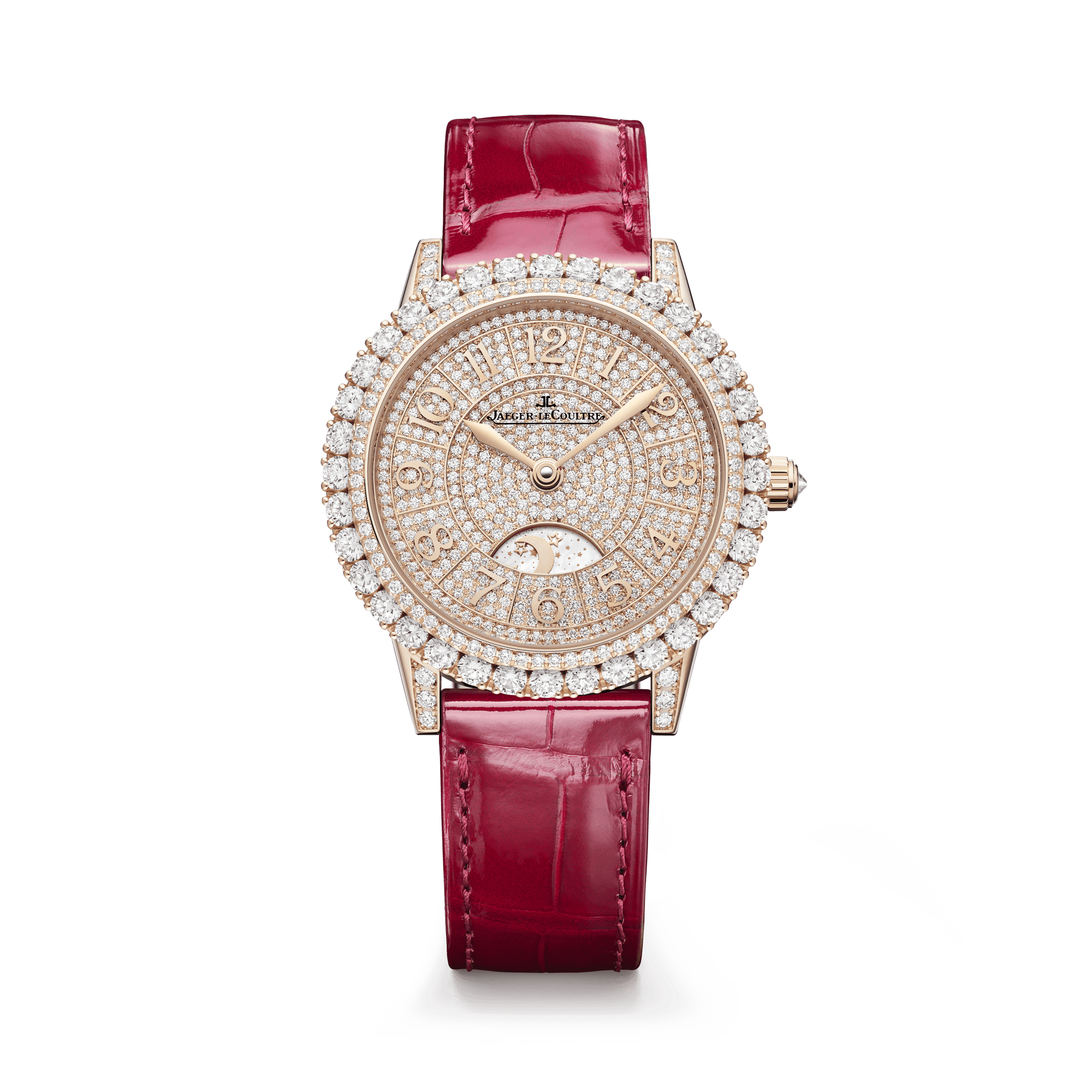 Jaeger-LeCoultre Rendez-Vous Dazzling Night & Day 36 mm Diamond Paved Dial Pink Gold   Leather Strap Q3432472 - WATCHXNYC