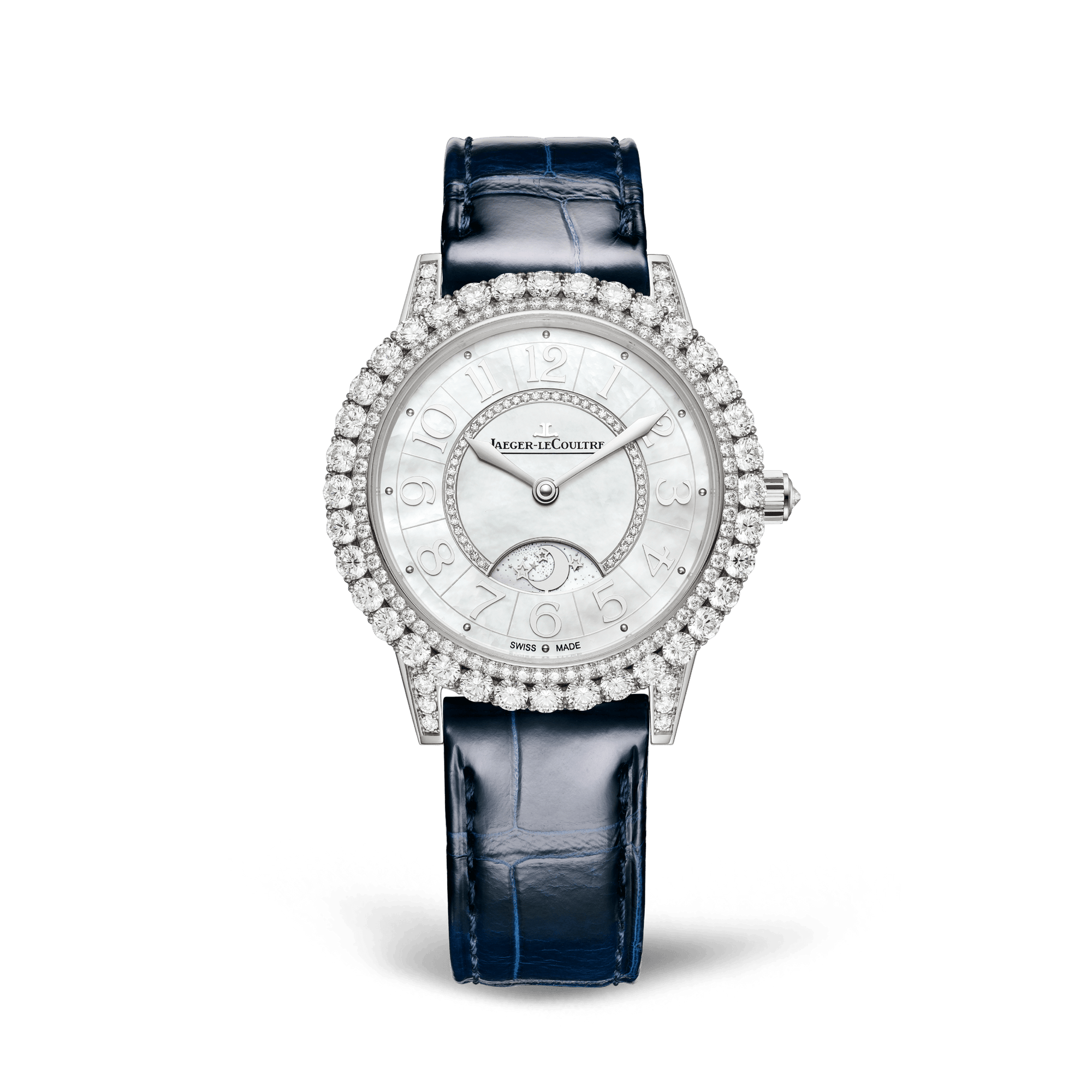 Jaeger-LeCoultre Rendez-Vous Dazzling Night & Day 36 mm White Mother-Of-Pearl Dial with Diamonds White Gold   Leather Strap Q3433570 - WATCHXNYC