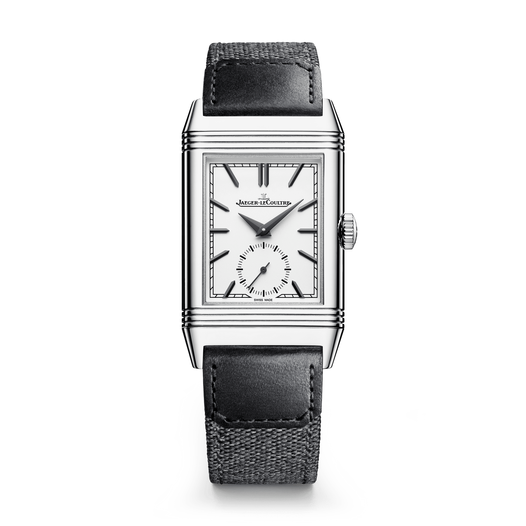 Jaeger-LeCoultre Reverso Tribute Monoface Small Seconds 45.6 x 27.4 mm Silvered Grey Dial Stainless Steel   Leather Strap Q713842J - WATCHXNYC