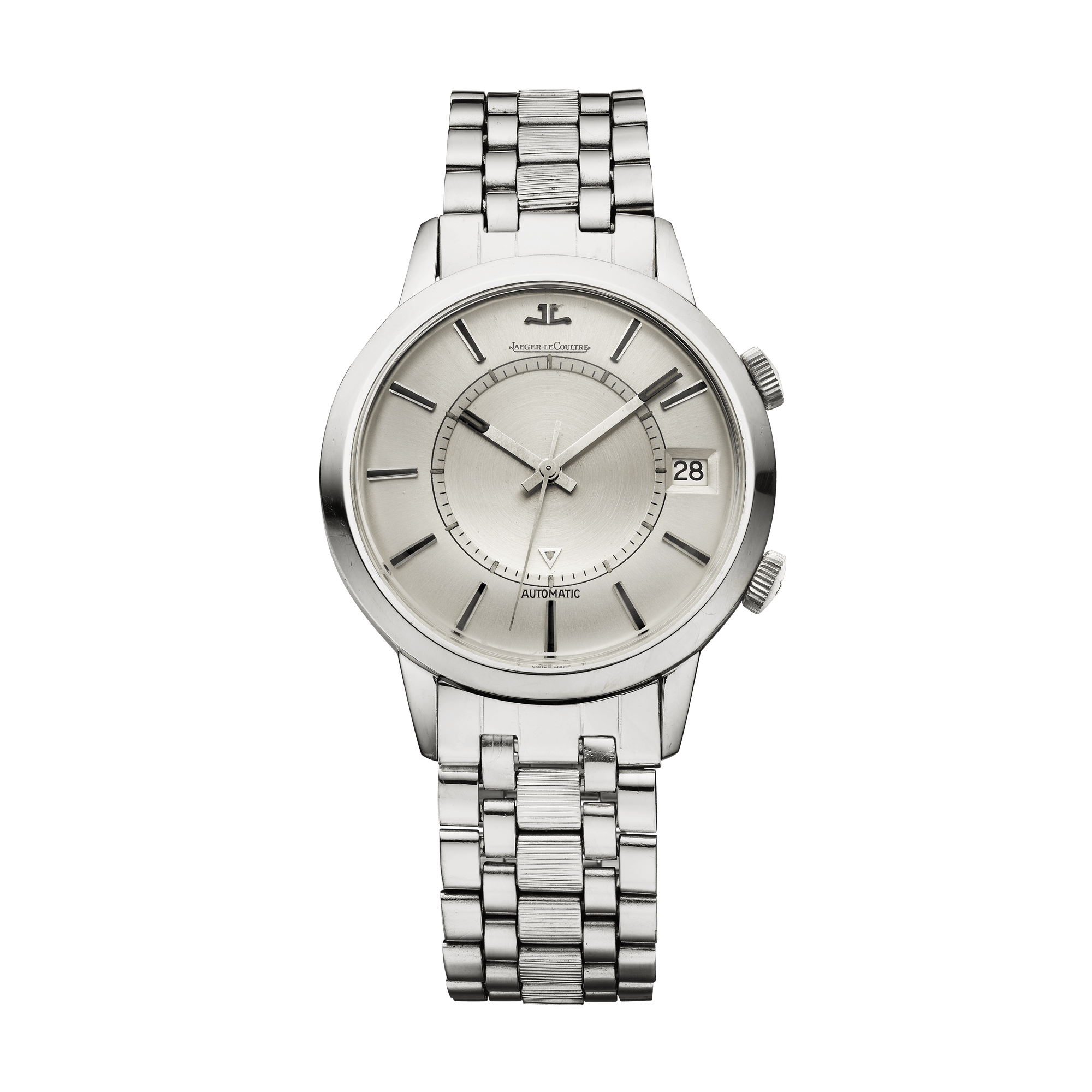 Jaeger-LeCoultre THE COLLECTIBLES Memovox Automatic Calendar 37 mm Silvered Grey Dial Stainless Steel Bracelet QVE85503 - WATCHXNYC