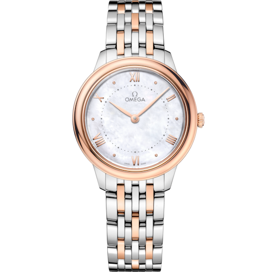 Omega De Ville Prestige 30 mm White Dial Stainless Steel and Sedna™ 18k Rose Gold Bracelet 434.20.30.60.05.001 - WATCHXNYC