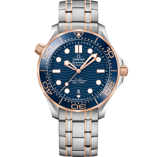 Omega Seamaster Diver 300M 42 mm Blue Dial Stainless Steel and Sedna™ 18k Rose Gold Bracelet 210.20.42.20.03.002 - WATCHXNYC