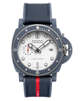 Panerai Submersible QuarantaQuattro Luna Rossa Ti-Ceramitech™ 44 mm White Dial  Ti-Ceramitech Bi-Material Rubber/Textile Luna Rossa Blue Strap PAM01543 - Wrist Boutique