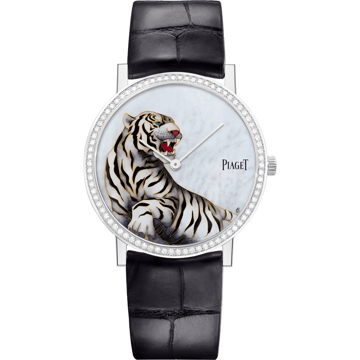 Piaget Altiplano Zodiac watch 38 mm Grey Dial with Diamonds 18K White Gold   Strap G0A46540 - WATCHXNYC