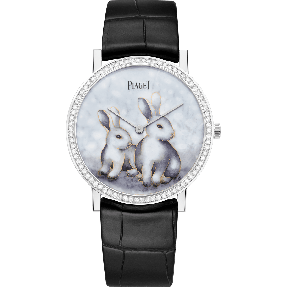 Piaget Altiplano Zodiac watch 38 mm Grey Dial with Diamonds 18K White Gold   Strap G0A47540 - WATCHXNYC