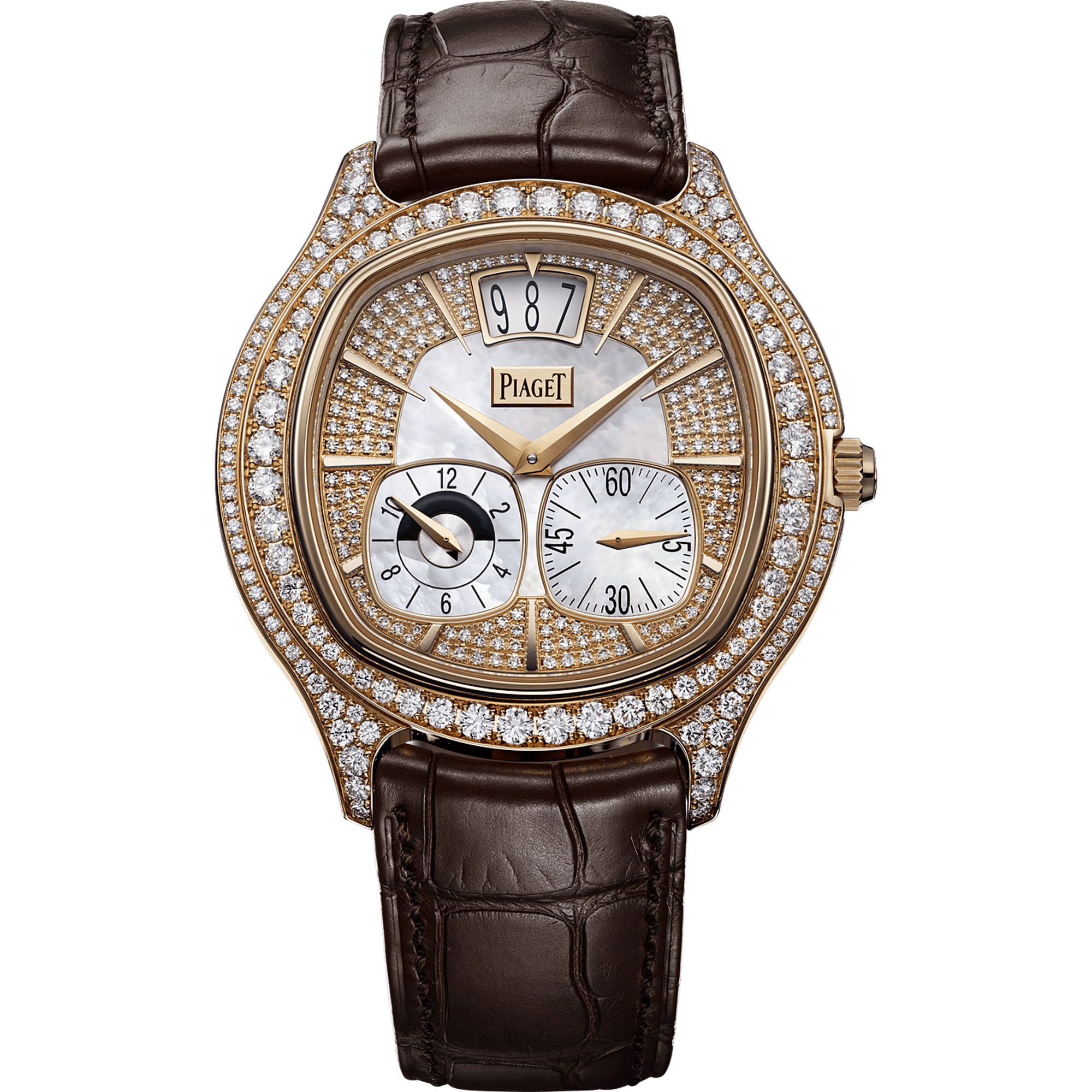 Piaget Piaget Polo Emperador Dual Time watch 42 mm White Mother-Of-Pearl Dial with Diamonds 18k Rose Gold   Strap G0A32020 - WATCHXNYC