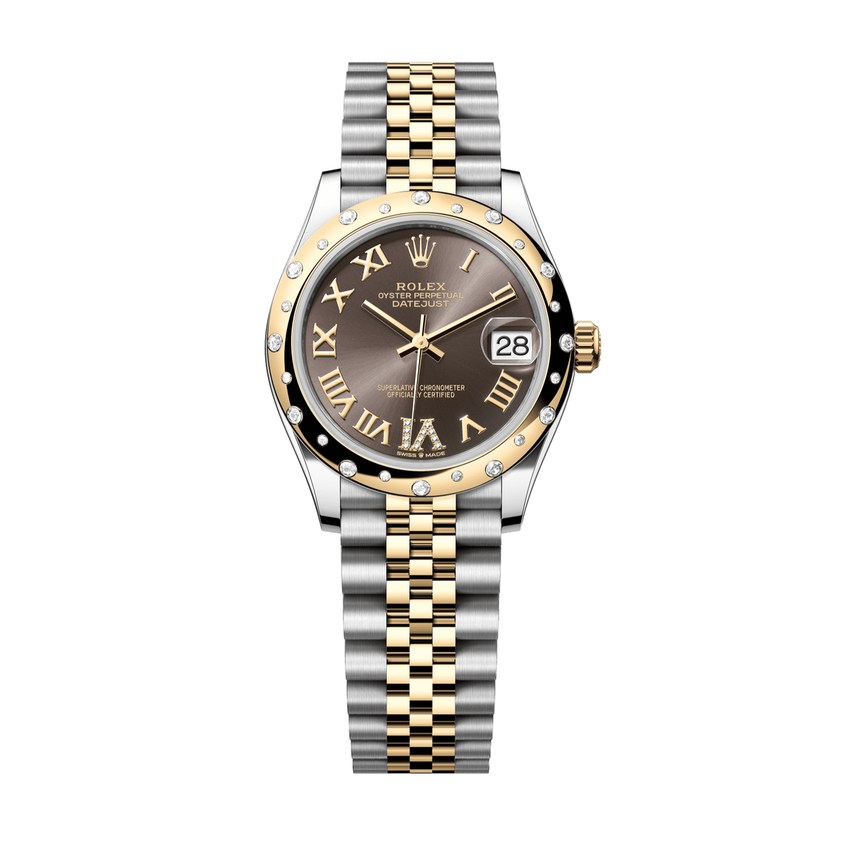Rolex Datejust 31 31 mm Dark Grey Set With Diamonds Dial Oystersteel and 18k Yellow Gold Jubilee Bracelet 278343rbr-0018 - WATCHXNYC