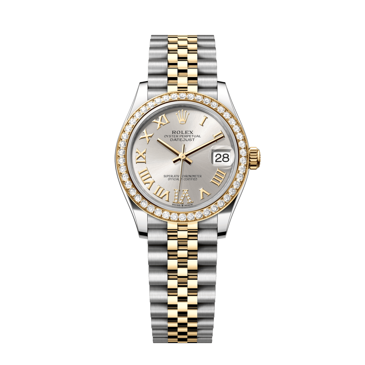 Rolex Datejust 31 31 mm Silver Set With Diamonds Dial Oystersteel and 18k Yellow Gold Jubilee Bracelet 278383rbr-0004 - WATCHXNYC