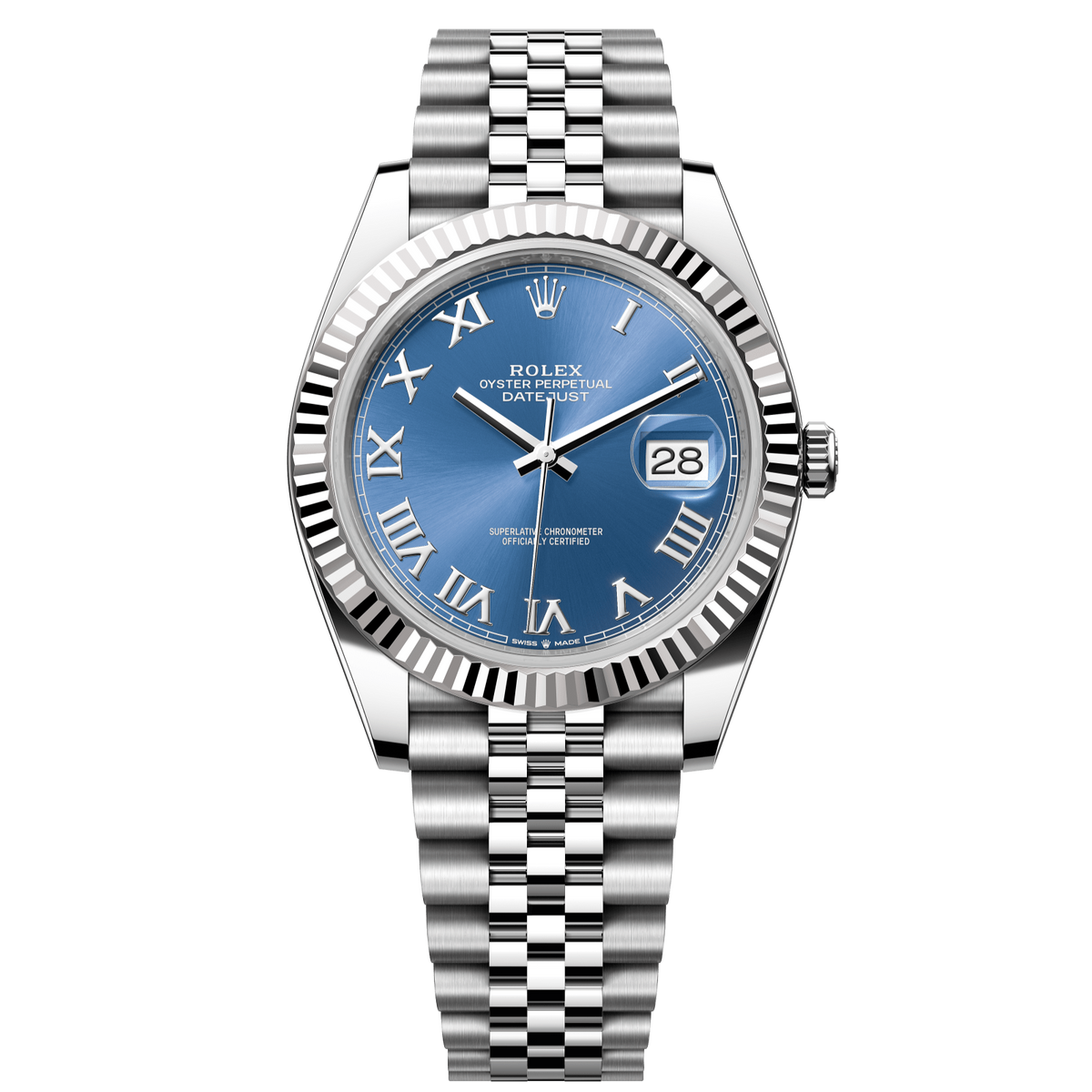 Rolex Datejust 41 41 mm Azzurro-Blue Dial Oystersteel and White Gold Jubilee Bracelet 126334-0026 - WATCHXNYC