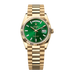 Rolex Day-Date 36 mm Bright Green Set With Diamonds Dial 18k Yellow Gold President Bracelet 128238-0130