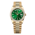 Rolex Day-Date 36 mm Bright Green Set With Diamonds Dial 18k Yellow Gold President Bracelet 128398tbr-0035