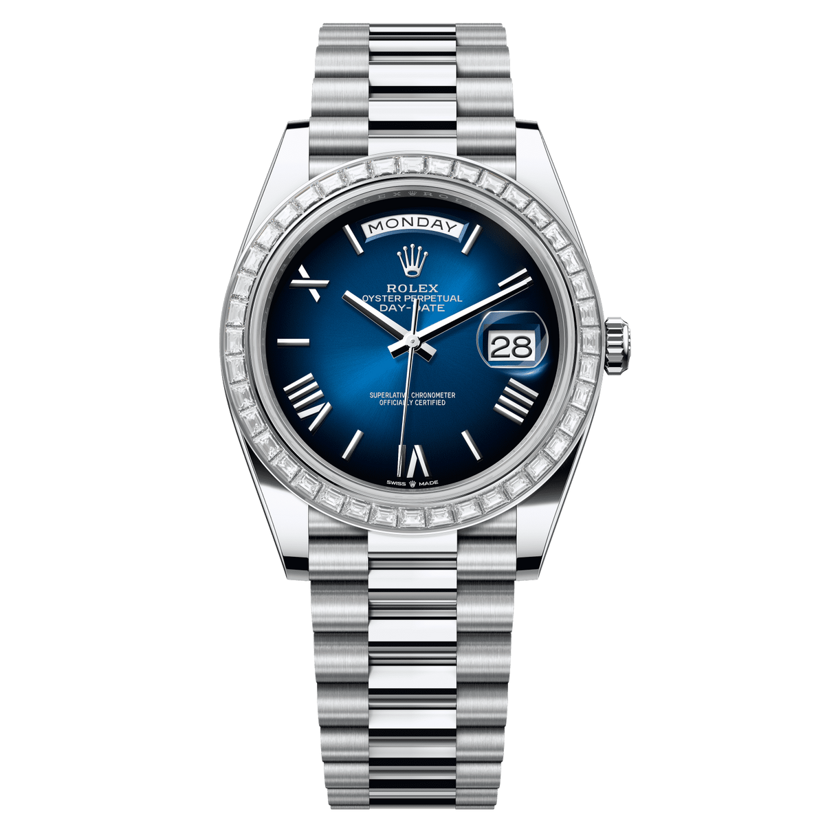 Rolex Day-Date 40 40 mm Blue OmbrÈ Dial with Diamonds Platinum President Bracelet 228396tbr-0042 - WATCHXNYC