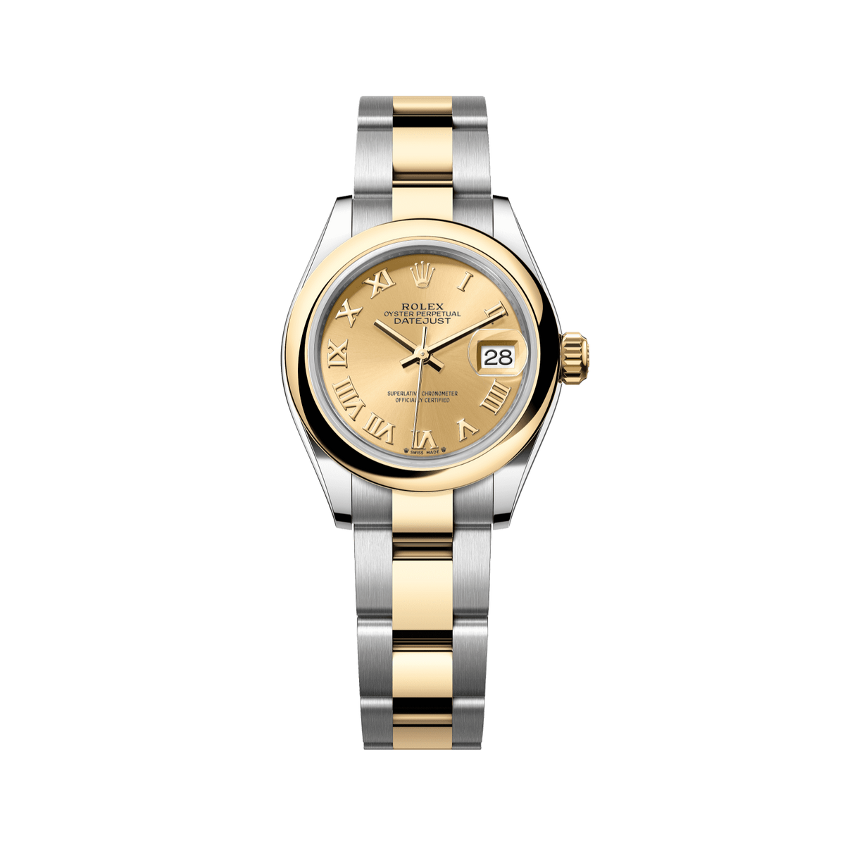 Rolex Lady-Datejust 28 mm Champagne-Colour Dial 18 kt Yellow Gold Oyster Bracelet 279163-0010 - WATCHXNYC