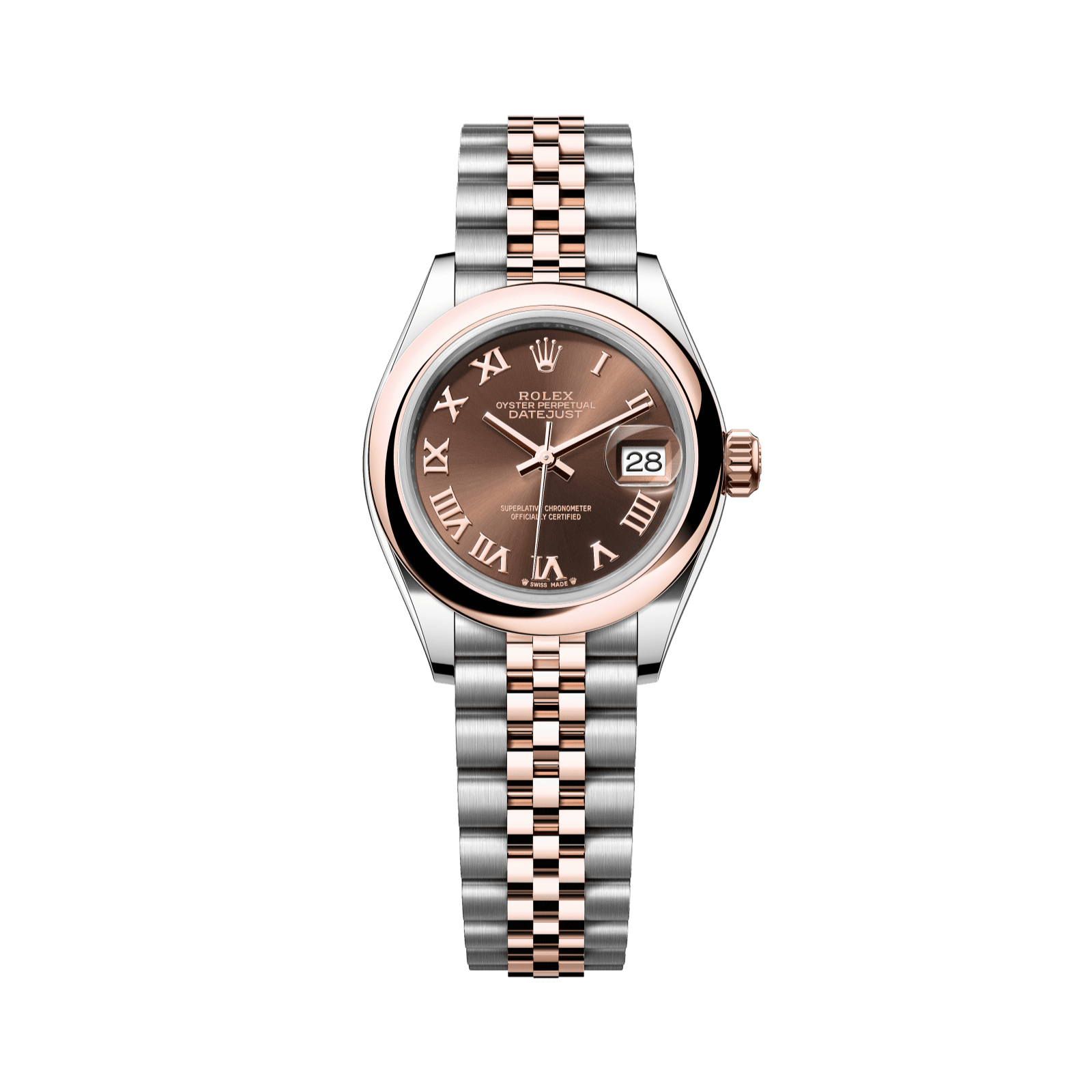 Rolex Lady-Datejust 28 mm Chocolate  Dial Oystersteel and Everose Gold Jubilee Bracelet 279161-0009 - WATCHXNYC