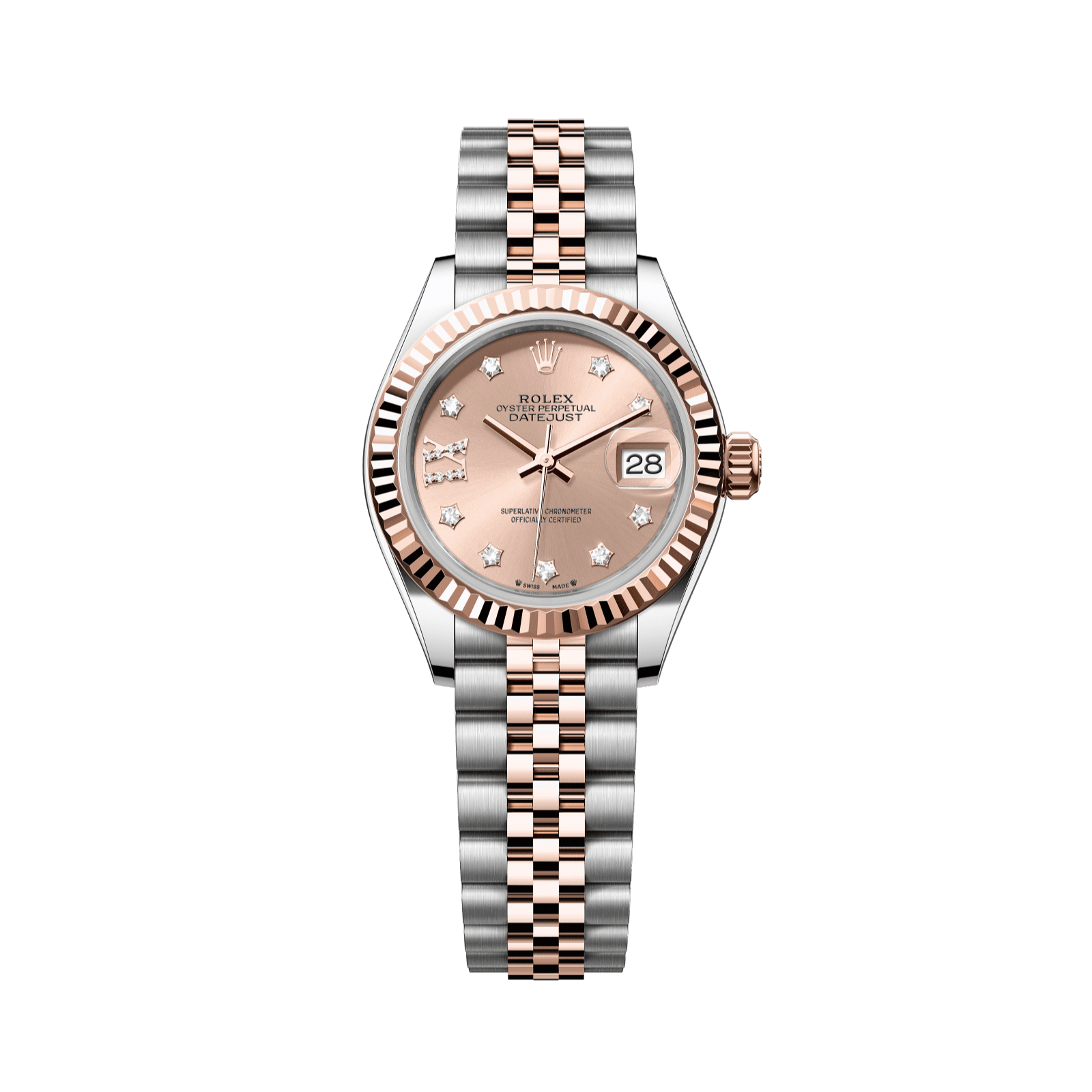 Rolex Lady-Datejust 28 mm RosÈ-Colour Set With Diamonds Dial Oystersteel and Everose Gold Jubilee Bracelet 279171-0027 - WATCHXNYC